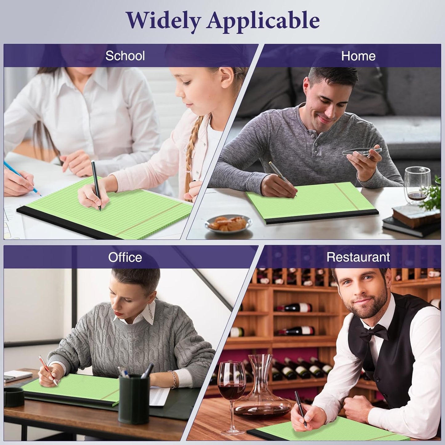 2 Pcs Note Pads 11" x 9.5" Legal Pads College Ruled Notepad Micro Perforated Writing Pads White Lined Paper 80GSM College Ruled Paper Pad of Paper 30 Sheets Notebook for School, To-Do Lists, Office