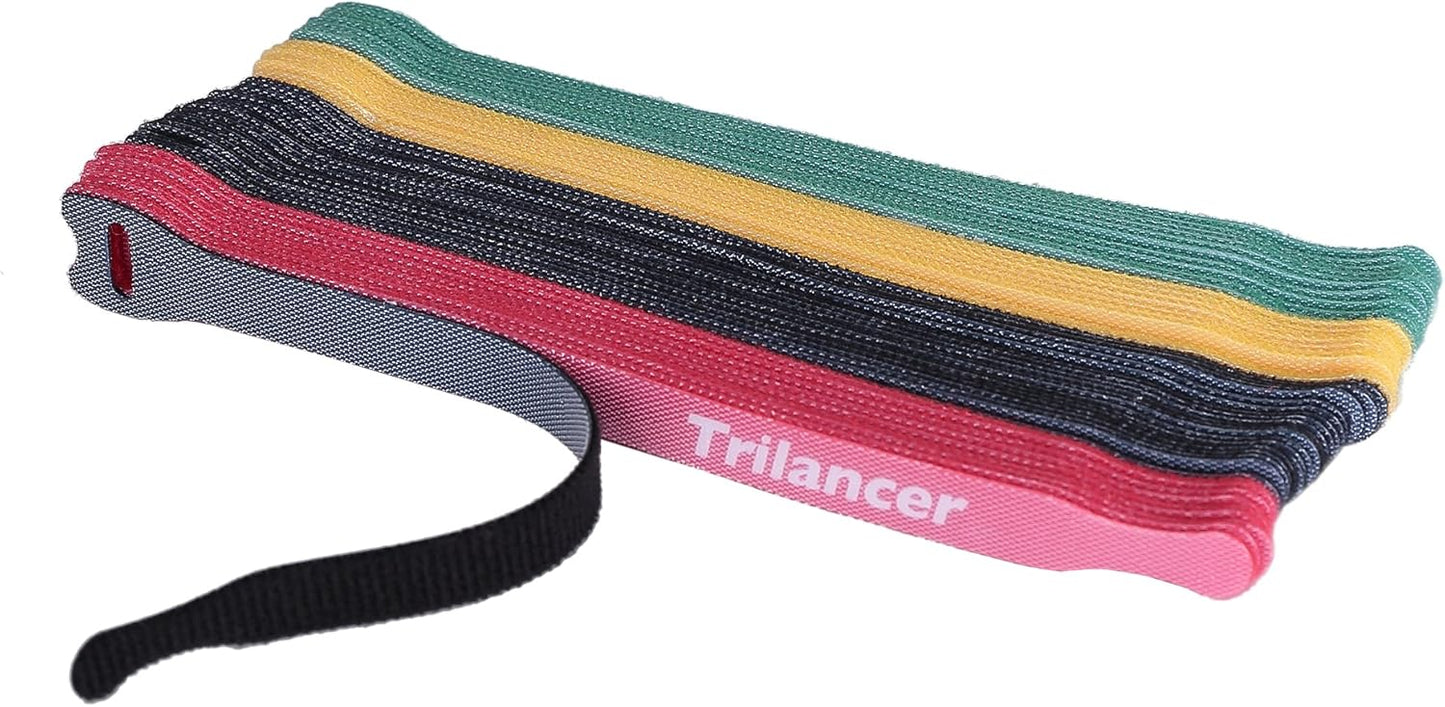 Trilancer Reusable Cable Straps Wire Ties, Pack of 50 Adjustable Cord Fastener Cable Organizer, 8 Inches (Black)