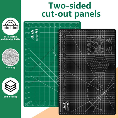 ArtAt Self Healing Cutting Mat: 24 x 36 inch Green Large 5-Ply Double-Sided Durable Non-Slip PVC Cutting Mat for Sewing Quilting Scrapbooking Art & Crafts projects…