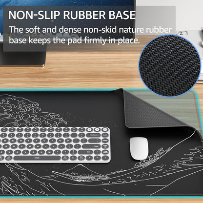 KTRIO Large Gaming Mouse Pad Desk Mat, Superior Micro-Weave Cloth for Precise Mouse Control, Non-Slip Rubber Base, Stitched Edges, Water-Resistant, for Gamer, Office & Home, 31.5" x 11.8" inches