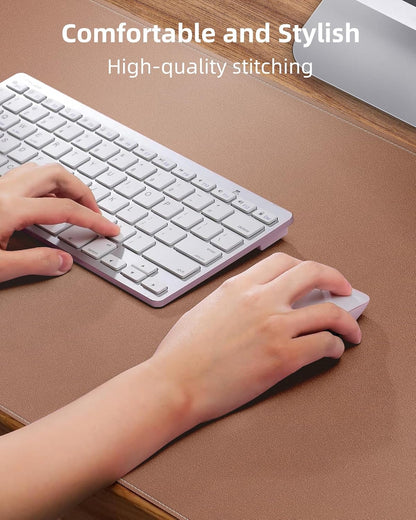 AFIING Desk Pad Protector 23.6" x 13.7" - Non-Slip Waterproof PU Leather Desk Mat for Mouse, Keyboard, Laptop, Office and Home Workspace (Beige)