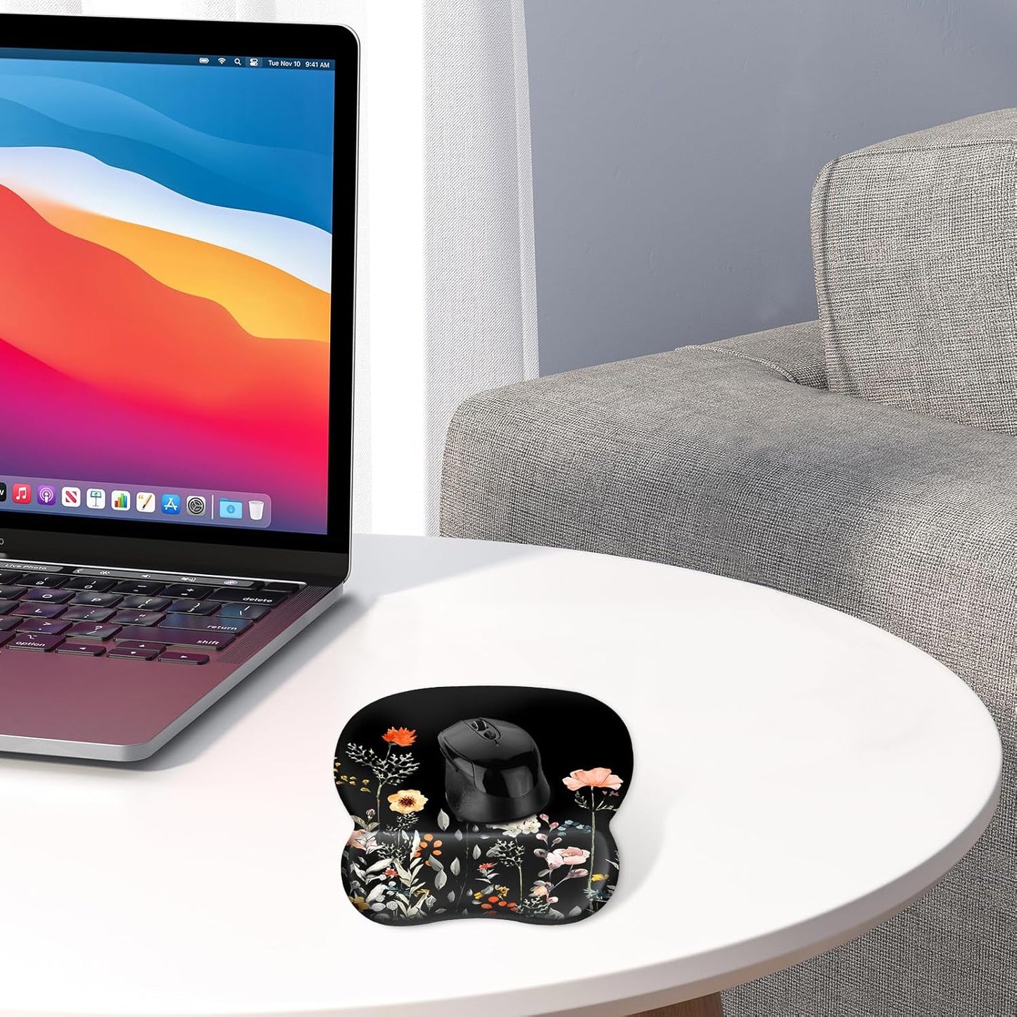 EooCoo Ergonomic Mouse Pad with Wrist Support, Mousepad with Memory Foam Wrist Rest and Non-Slip Base for Computer, Cafe, Home & Office, 9.64 x 8.26 in Office Desk Accessories