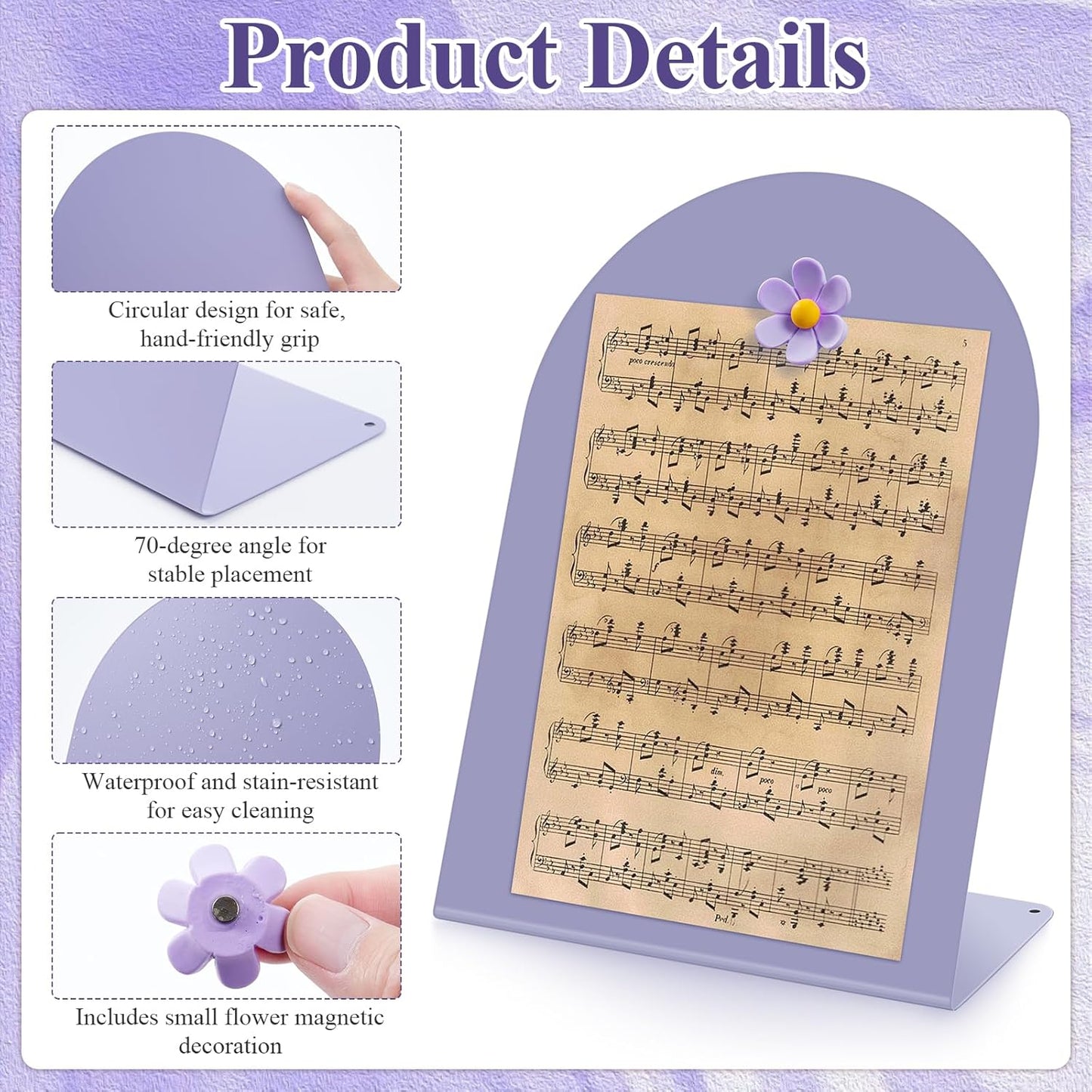 2 Pcs Magnet Display Stand with 6 Flower Magnets, 11 x 8 in Magnetic Display Board for Home Office School Kitchen Table Supplies (Pink)
