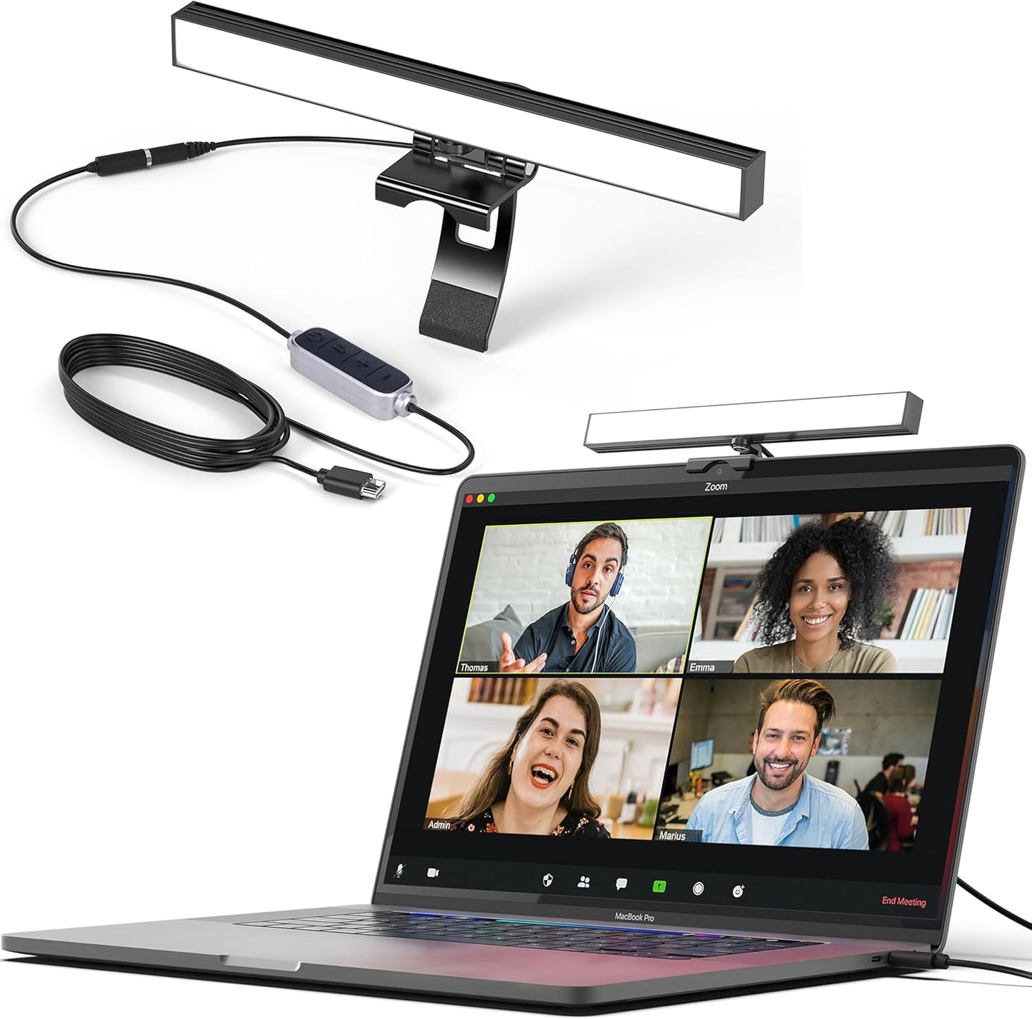 HumanCentric Video Conference Lighting - Webcam Light for Streaming, LED Monitor and Laptop Light for Video Conferencing, Zoom Lighting for Computer, Replace Ring Light for Zoom Meeting, Double Kit