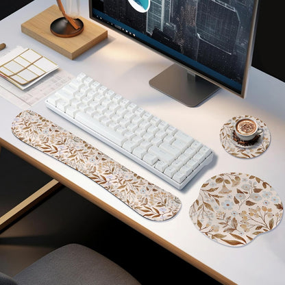 RICHEN Keyboard Wrist Rest and Mouse Pad with Wrist Support, Memory Foam Set for Gaming and Office, Comfortable & Lightweight for Easy Typing & Pain Relief (White Butterflies)
