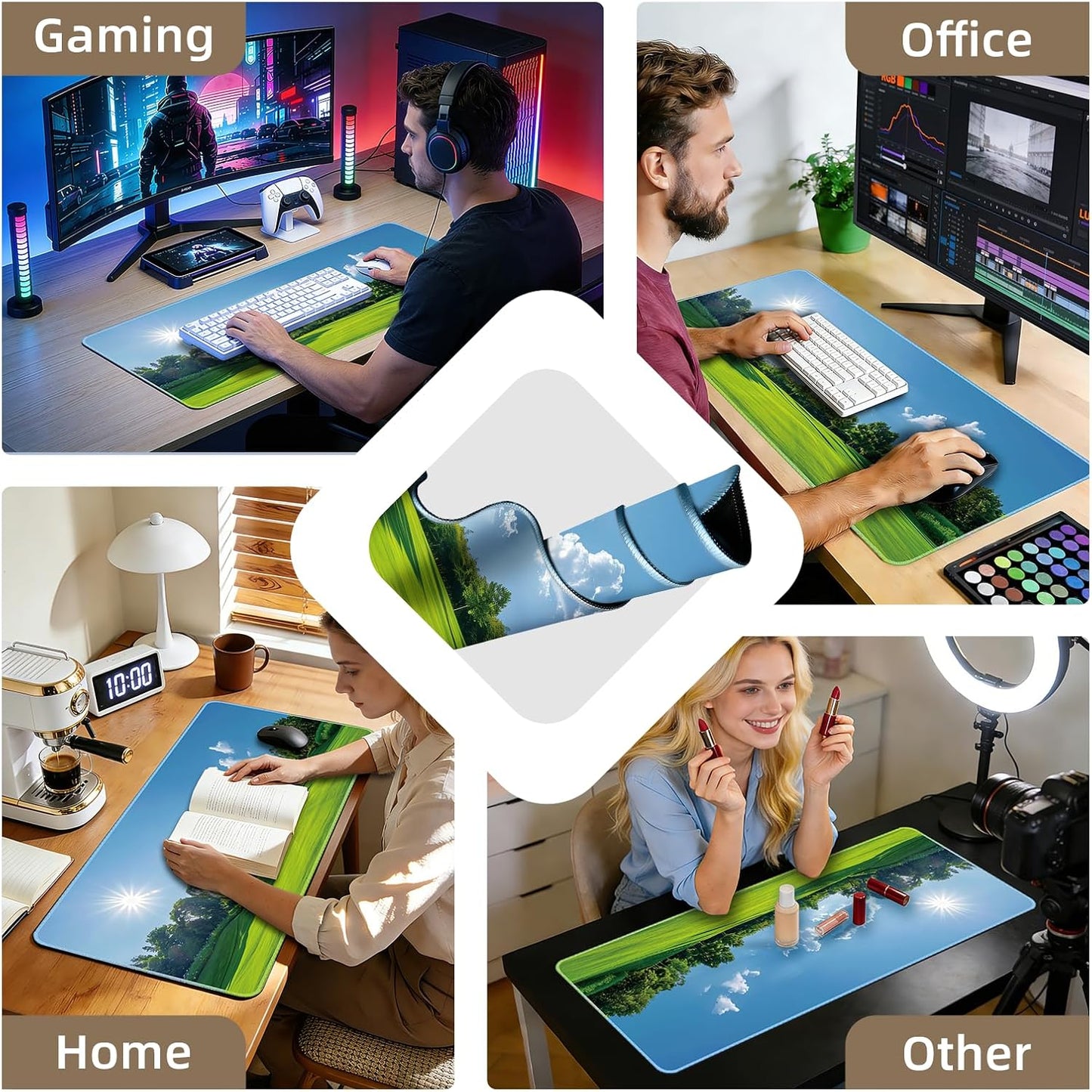 Galdas Mouse Pad For Gaming,Forest Background Pattern XXL XL Large Mouse Mat Long Extended MousePad Desk Mat Non-Slip Rubber Mice Pads Stitched Edges Thin (31.5 x 11.8 x 0.12 Inches) Tree