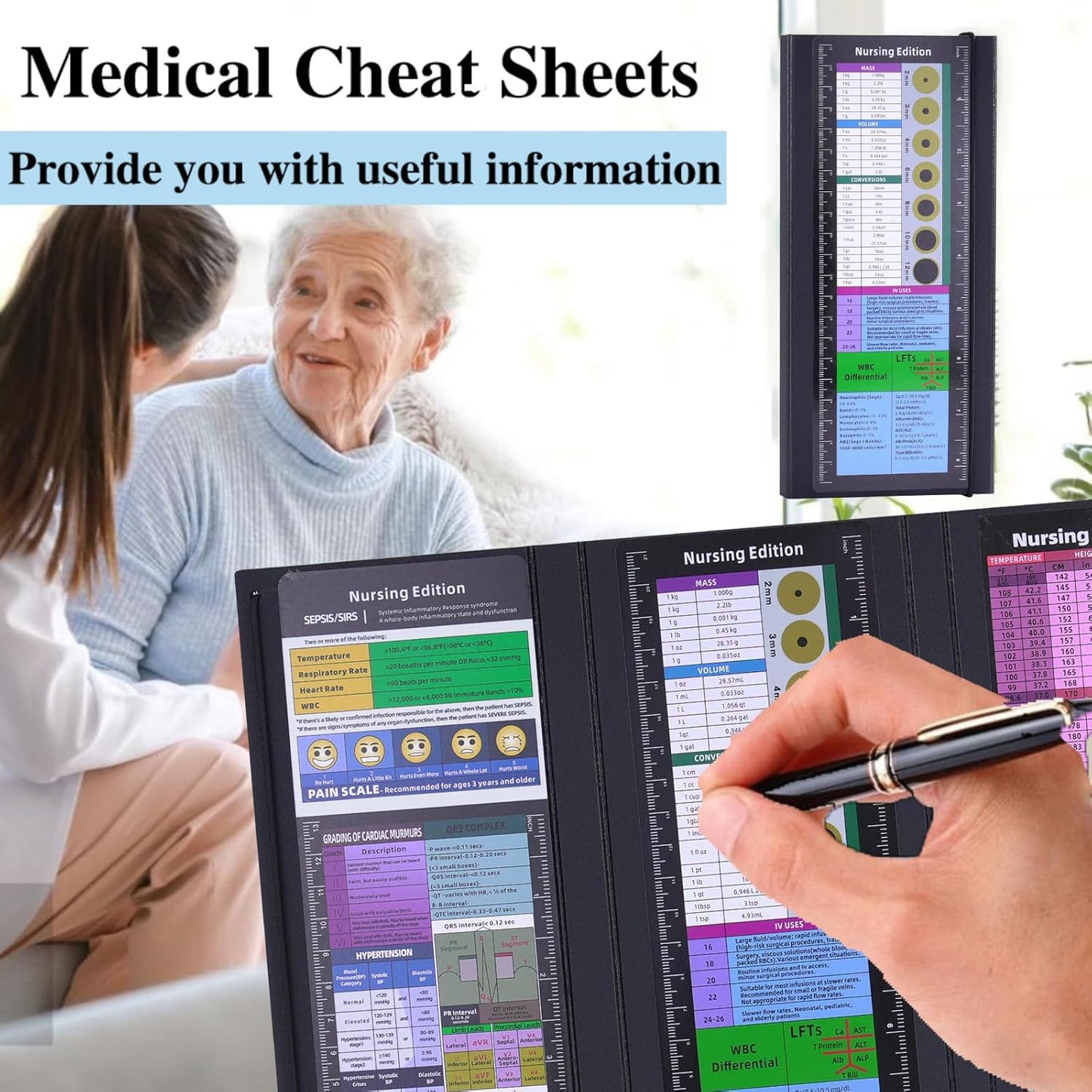 Foldable Nursing Clipboard with Cheat Sheets 2-4Pack Thick Sturdy Medical Writing Board for Nurses, Nursing Students & CNAS | Portable Clipboard with Pen Holder & Ruler for Hospital Clinical Duty (2)