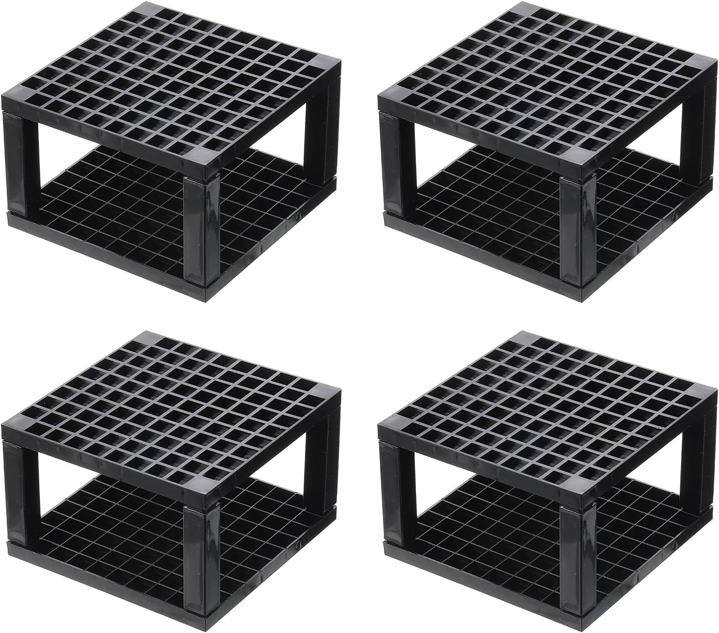 PATIKIL 2pcs Black Minimalist Square Paint Brush Holder, 96 Holes Plastic Storage Desk Stand for Artist Desk Makeup Pencil, Black