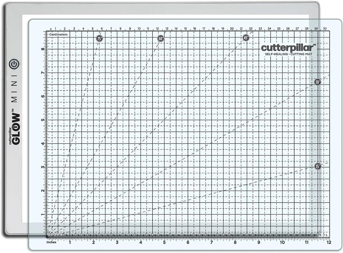 Cutterpillar Glow Elite Mini Light Board — LED Craft & Quilting Light Pad — Compact & Portable 10" x 13" Size — 4 Brightness Levels, Magnetic Base & Self-Healing Cutting Mat
