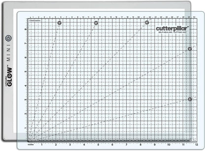 Cutterpillar Glow Elite Mini Light Board — LED Craft & Quilting Light Pad — Compact & Portable 10" x 13" Size — 4 Brightness Levels, Magnetic Base & Self-Healing Cutting Mat