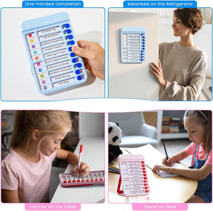 Chore Chart for Kids, Checklist Planning Board with Sliders, 19 Personalizable Sheets and Magnetic Marker, ADHD Tools for Kids to Do List Routine Chart Visual Schedule Board with Stand