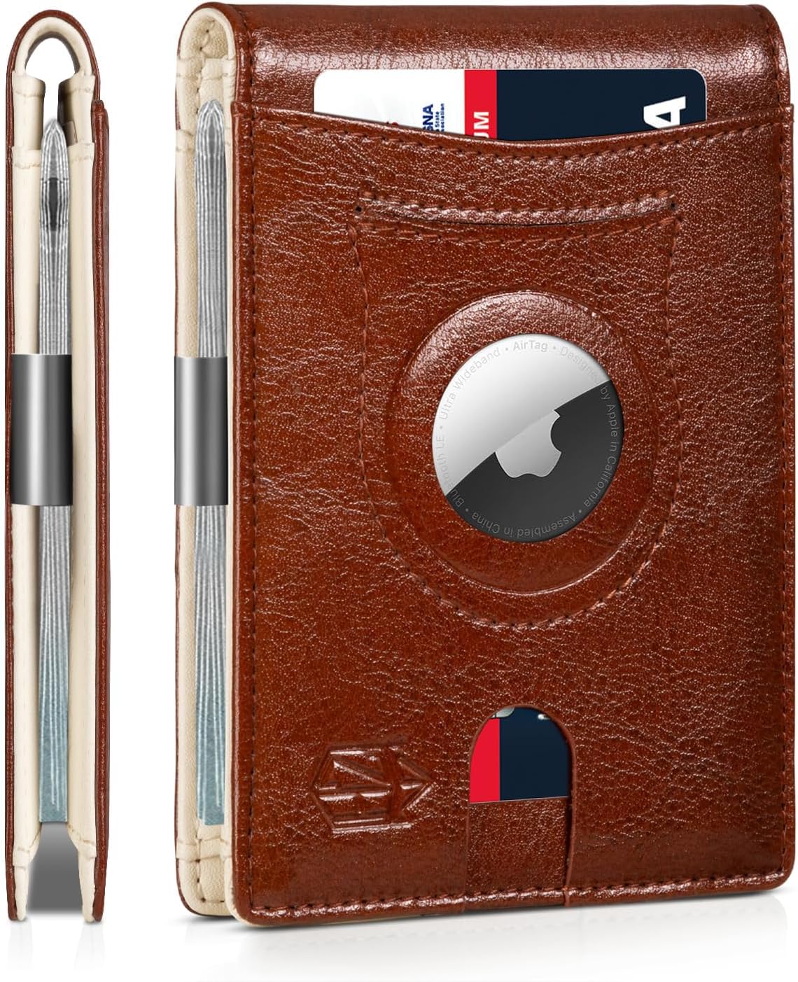 Zitahli Men's Wallets Airtag Holder Slim Rfid Leather with Gift Box
