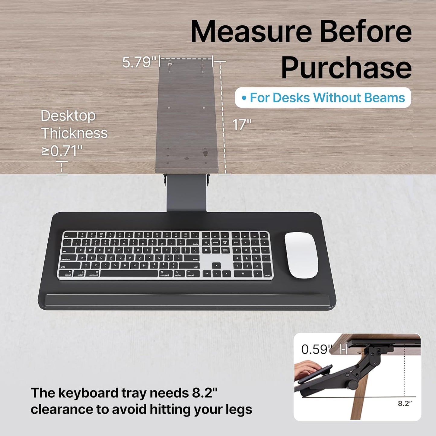 PEGZONE Keyboard Tray Under Desk with Storage Drawer, Height Adjustable Keyboard Tray Slide Out Swivel Tilt, Ergonomic Under Desk Mount Keyboard & Mouse Holder for Gaming Home Office, 25x11'', Black