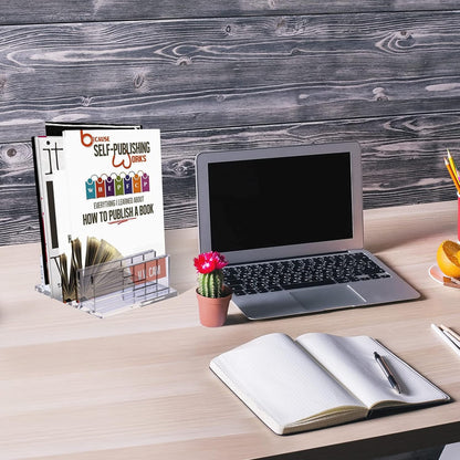 Frienda 1 Piece 4-Compartment Acrylic Vertical Laptop Stand, Can Accommodate with a Thickness of Less Than 2 cm, Fits Most Laptop (Black)