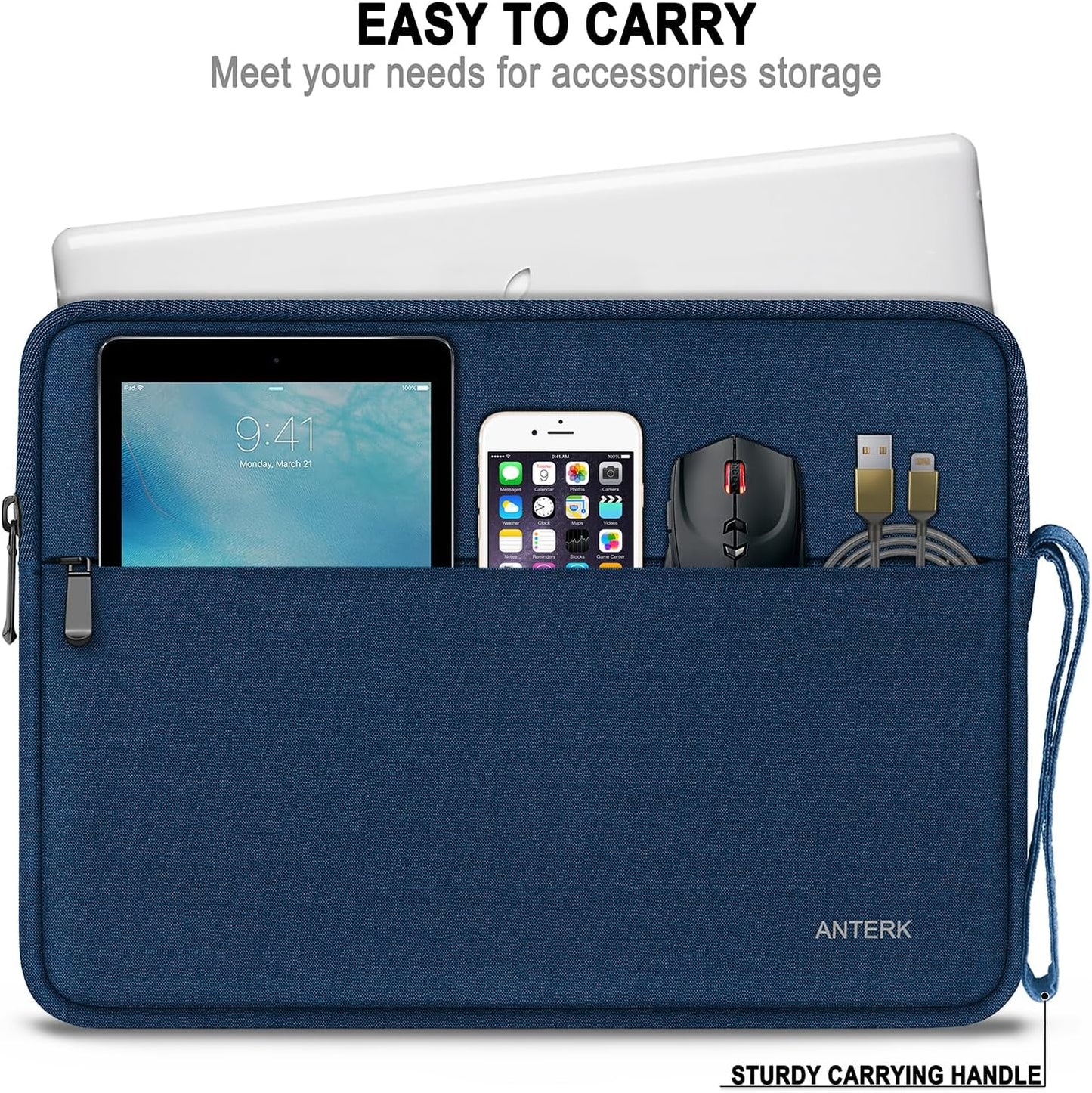 Laptop Sleeve 14 Inch, Water Resistant Traveling Computer Cover with Handle, Shockproof Protective Carrying Laptop Case Compatible for 14 Inch MacBook Air/Pro, HP, Dell, Asus, Lenovo, Black