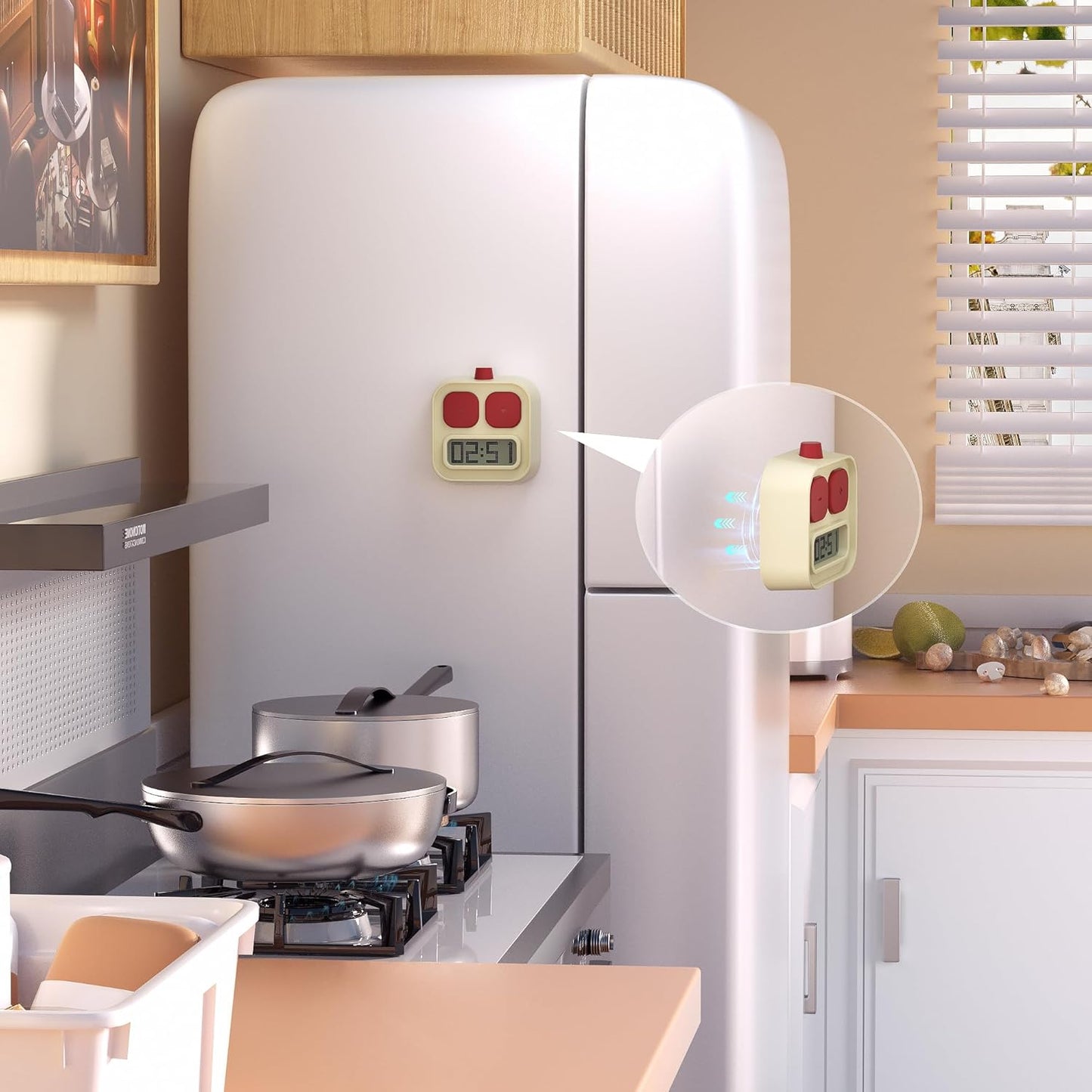 KADAMS Digital Kitchen Timer for Cooking, Countdown & Count-up Productivity, Magnetic for Kids Classroom, Kitchen, Home, School, Office, Yellow