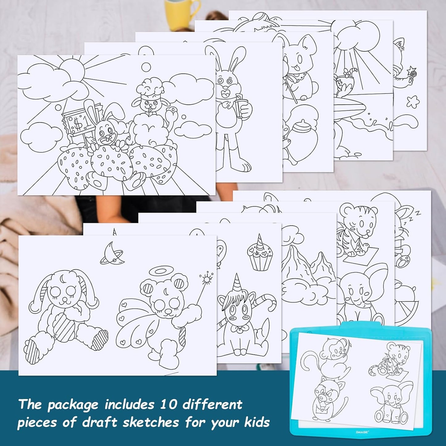 IMAGE A4 LED Tracing Pad for Kids, Rechargeable Light Up Drawing Tablet Board Children Portable Art Christmas Gift for Boys Girls Ages 6+(with 10 Traceable Sheets), Durable & Fun Creative Toy(Blue)