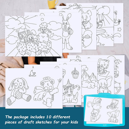 IMAGE A4 LED Tracing Pad for Kids, Rechargeable Light Up Drawing Tablet Board Children Portable Art Christmas Gift for Boys Girls Ages 6+(with 10 Traceable Sheets), Durable & Fun Creative Toy(Blue)