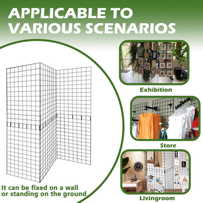 Grid Wall Panels 3 Pcs, Commercial Grade Gridwall Panels, Metal Grid Wall Panel Display Stand, You Can DIY 6 Pack 2'x3' or 3 Pack 2'x6' (Black)