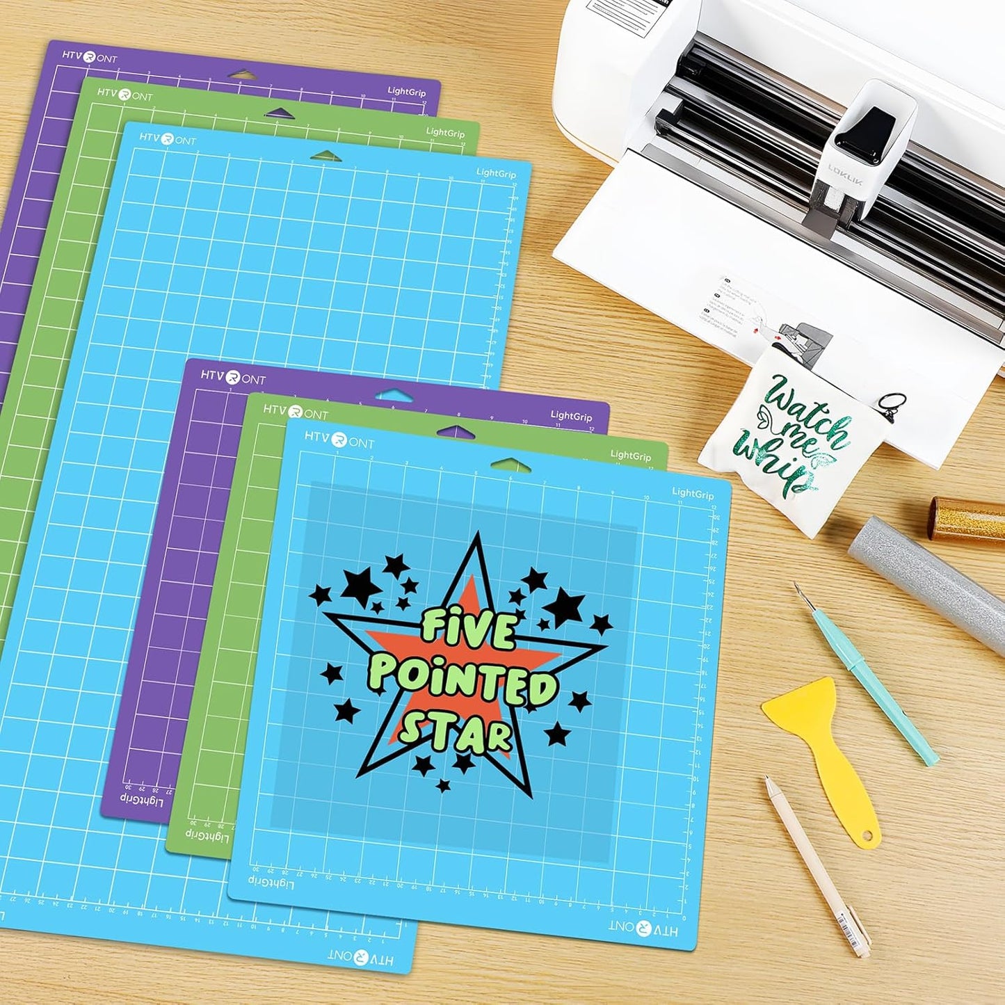 HTVRONT Standard Grip Cutting Mat, 6 Pack Cutting Mat 12x12 Compatible with Cricut Maker 3/Maker 4/Maker/Explore 3/4/5/Air 2/One, Standard Adhesive Sticky Quilting Cutting Mats Replacement Accessories