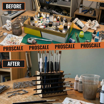 PROSCALE Brush Holder & Tool Organizer for Hobby, Miniatures & Art, Tabletop Paint Station Accessory for Brushes, Hobby Tools and Small Accessories, Clean Desk + Fast Access