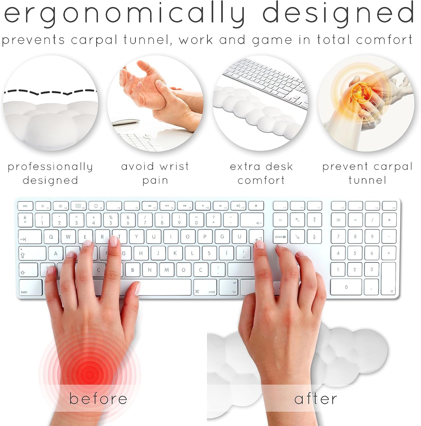 Purple Cloud Keyboard Wrist Rest – Create-ables Qloud Purple Wrist Rest for Computer Keyboard and Mouse, Ergonomic Memory Foam Wrist Pad with Non-Slip Base, Includes Cloud Mouse Pad