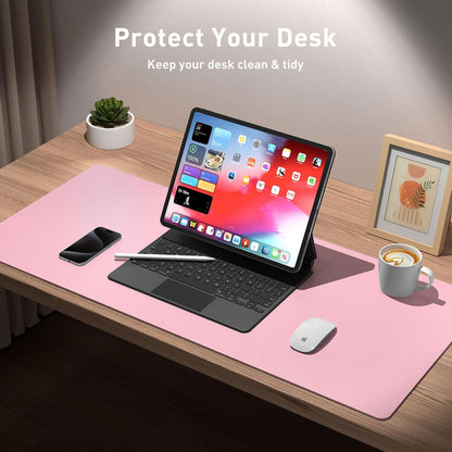 Aothia Leather Desk Pad Protector, Mouse Pad, Office Desk Mat, Non-Slip PU Leather Desk Blotter, Laptop Desk Pad, Waterproof Desk Writing Pad for Office and Home(Dark Blue,31.5" x 15.7") - Colors A