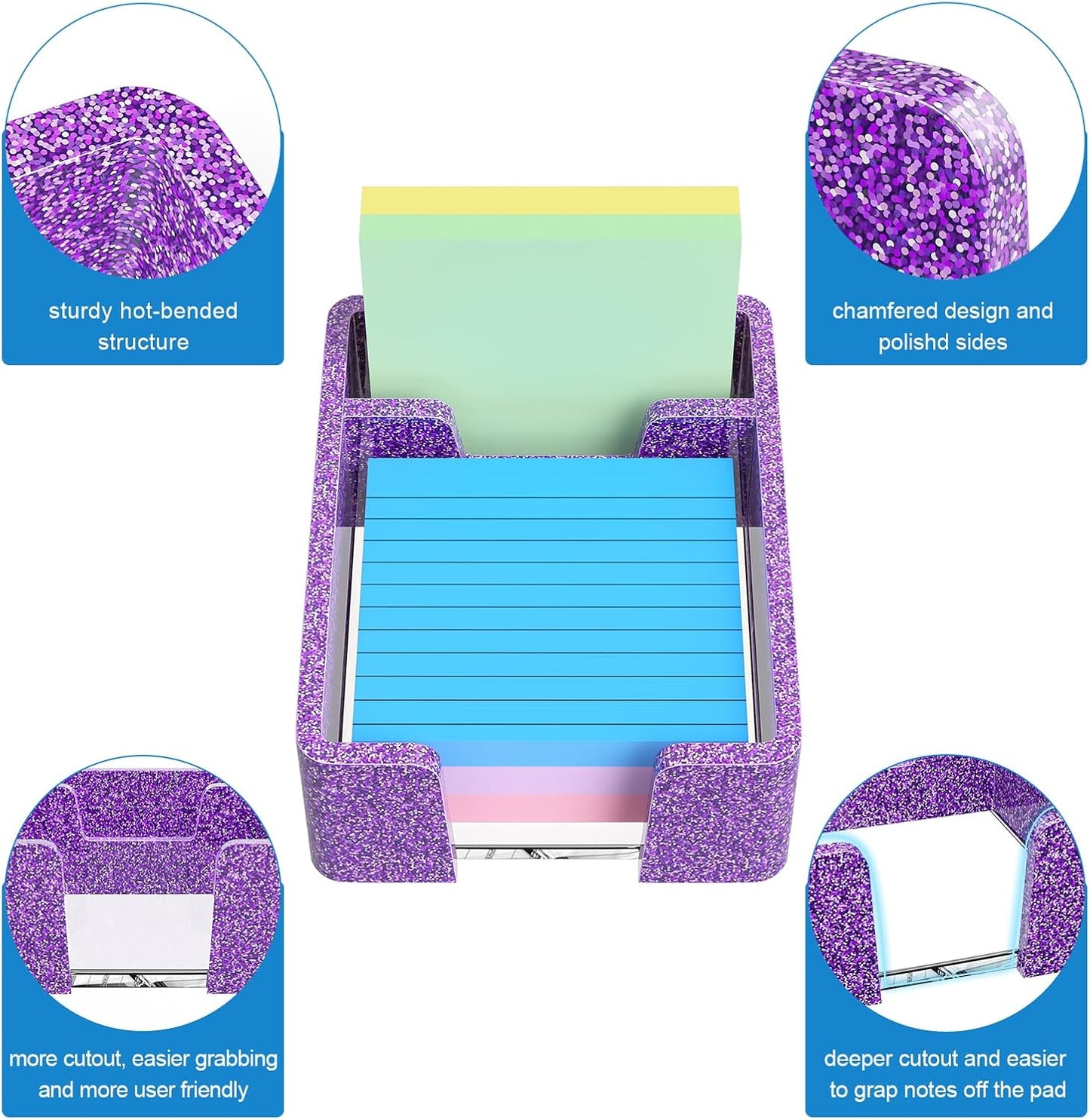 WINFFOR Acrylic Notepad Holder Dispenser - 3x3 in Sticky Note Memo Holder for Desk Organizer (W/O Pads) Office Desk Accessories School Supplies, Crystal Clear