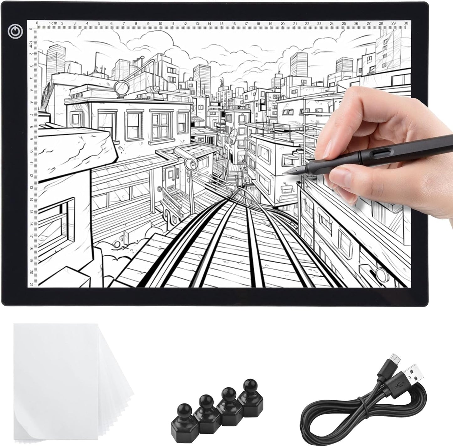 Yescom Portable A4 LED Light Pad with USB Power 14"x10" LED Light Box for Tracing Light Pad Dimmable for Art Diamond Painting Light Board Drawing Sketching Tattoo Animation