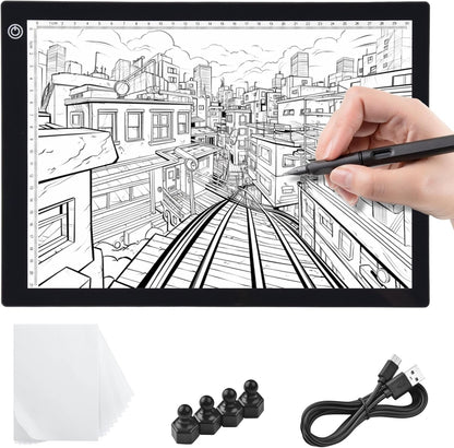 Yescom Portable A4 LED Light Pad with USB Power 14"x10" LED Light Box for Tracing Light Pad Dimmable for Art Diamond Painting Light Board Drawing Sketching Tattoo Animation