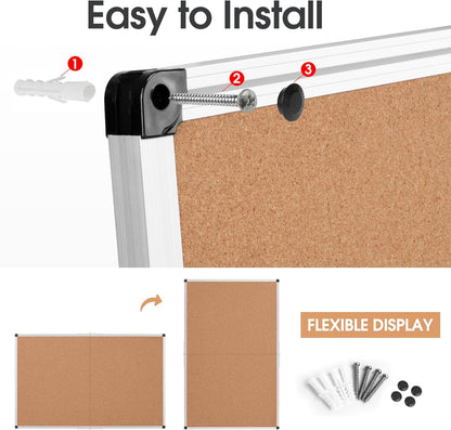 Bulletin Board 36 x 48, Silver Aluminium Framed 4x3 Large Wall Mounted Cork Office Notice Pin Board