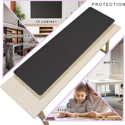 Vyaaa PU Leather & Cork Desk Mat, 39.4"x15.7" Dual Sided Computer Desk mat, Waterproof Large Mouse Pad, Non-Slip Office Desk pad, Office Desk Protector for Work/Gaming/Home (Black)