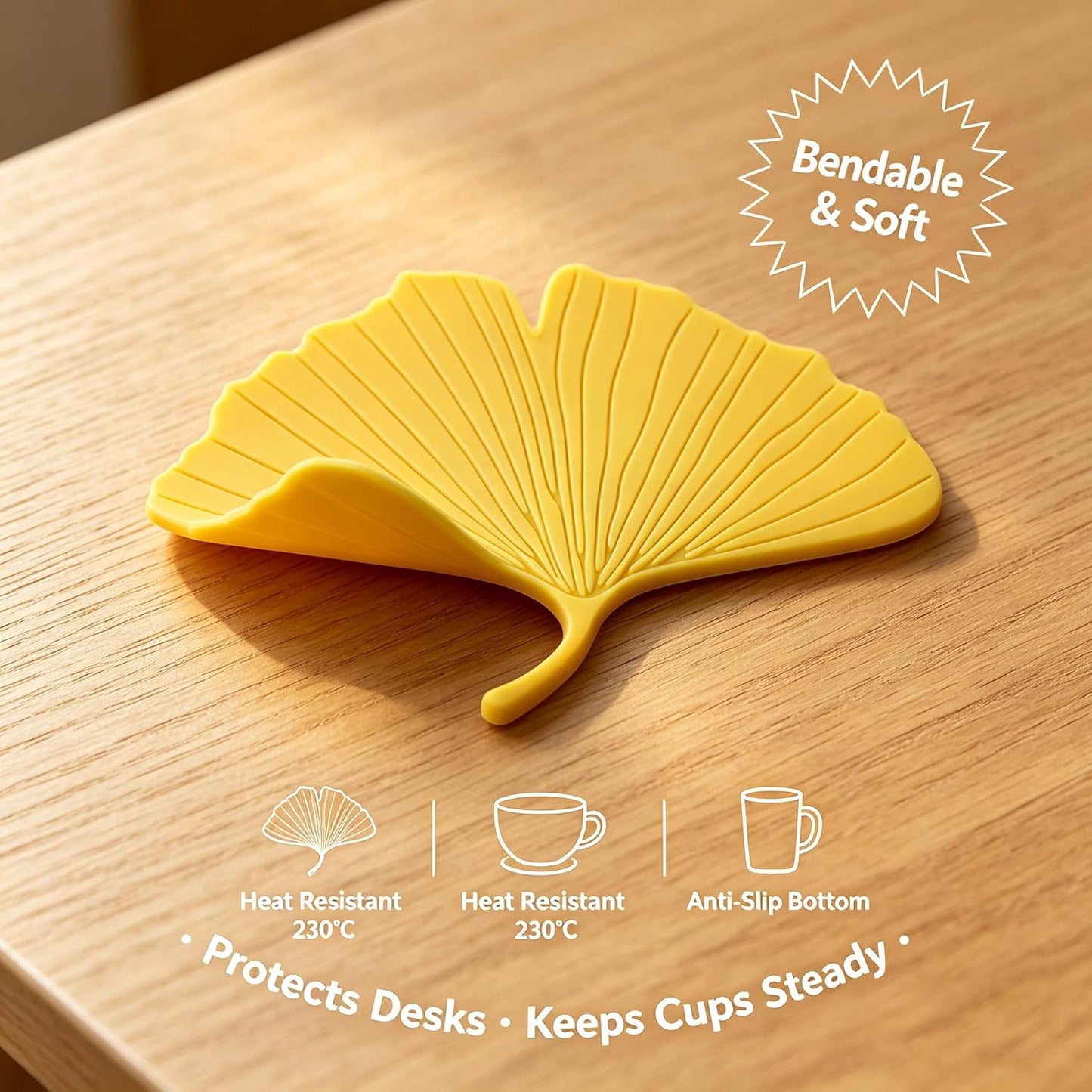 2PCS Cute Monstera Coasters, Soft Silicone Coaster for Drink, Fun Plant Cup Coasters for Desk, Creative 3D Green Turtle Leaf Drink Coaster, Tropical Home Decor