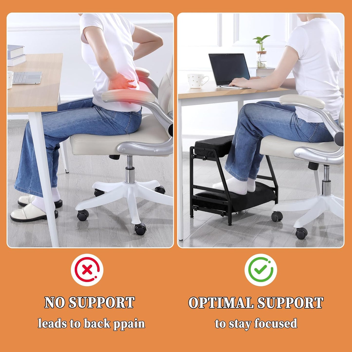 BALAPET Adjustable Double Step Footrest, High-Density Foam with Sturdy Iron Frame Foot Rest Under Desk for Office, Ergonomic Footrest with Washable Cover for Desk Work Office Life, Home