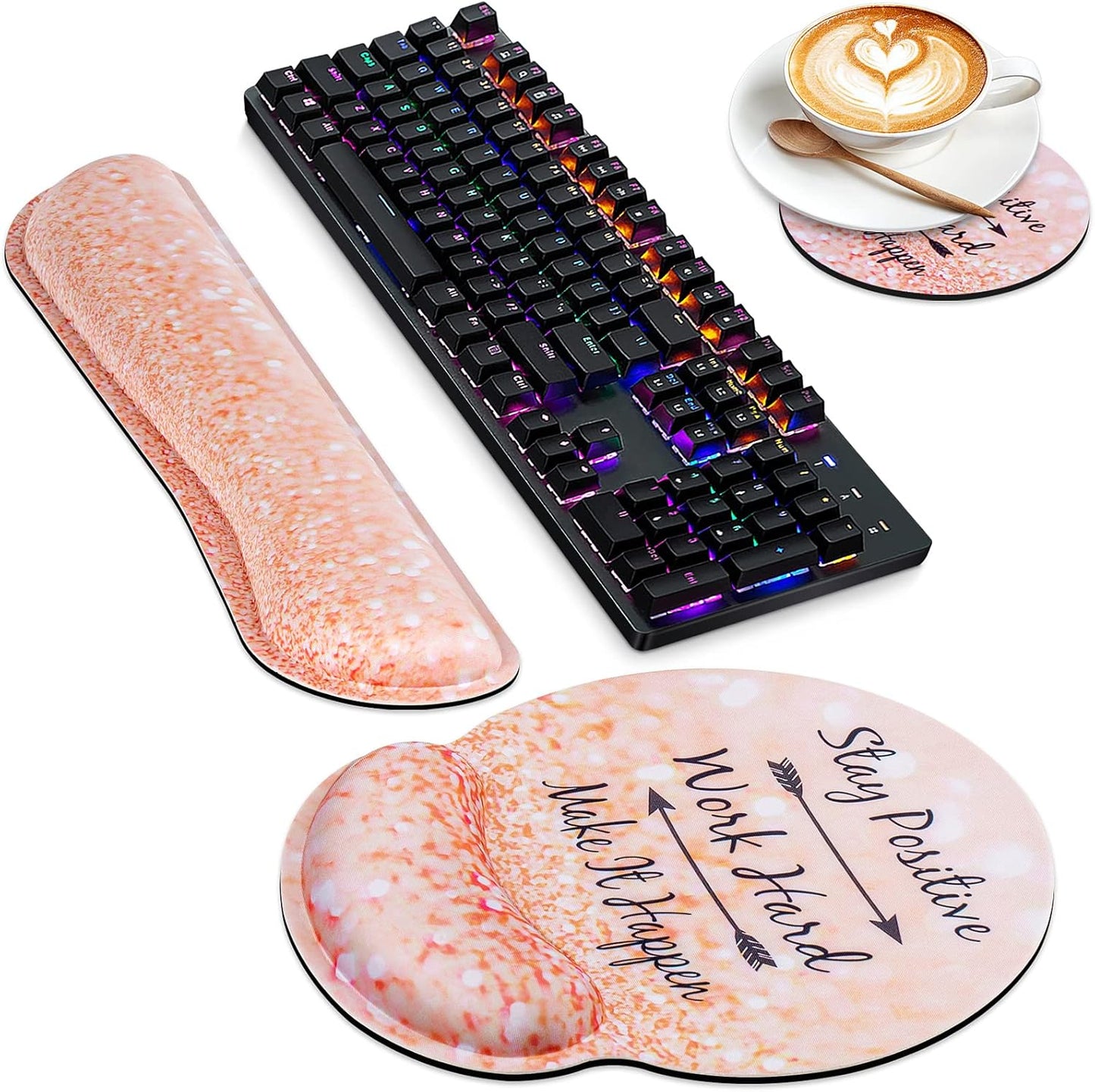 Mouse Wrist Rest, Canjoy 2 Pack Memory Foam Soft Fabric Mouse Wrist Rest Pad Support Cushion with Anti-Skid Rubber Base,Ergonomic Pain Relief Mouse Hand Rest (Black)
