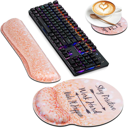 Mouse Wrist Rest, Canjoy 2 Pack Memory Foam Soft Fabric Mouse Wrist Rest Pad Support Cushion with Anti-Skid Rubber Base,Ergonomic Pain Relief Mouse Hand Rest (Black)