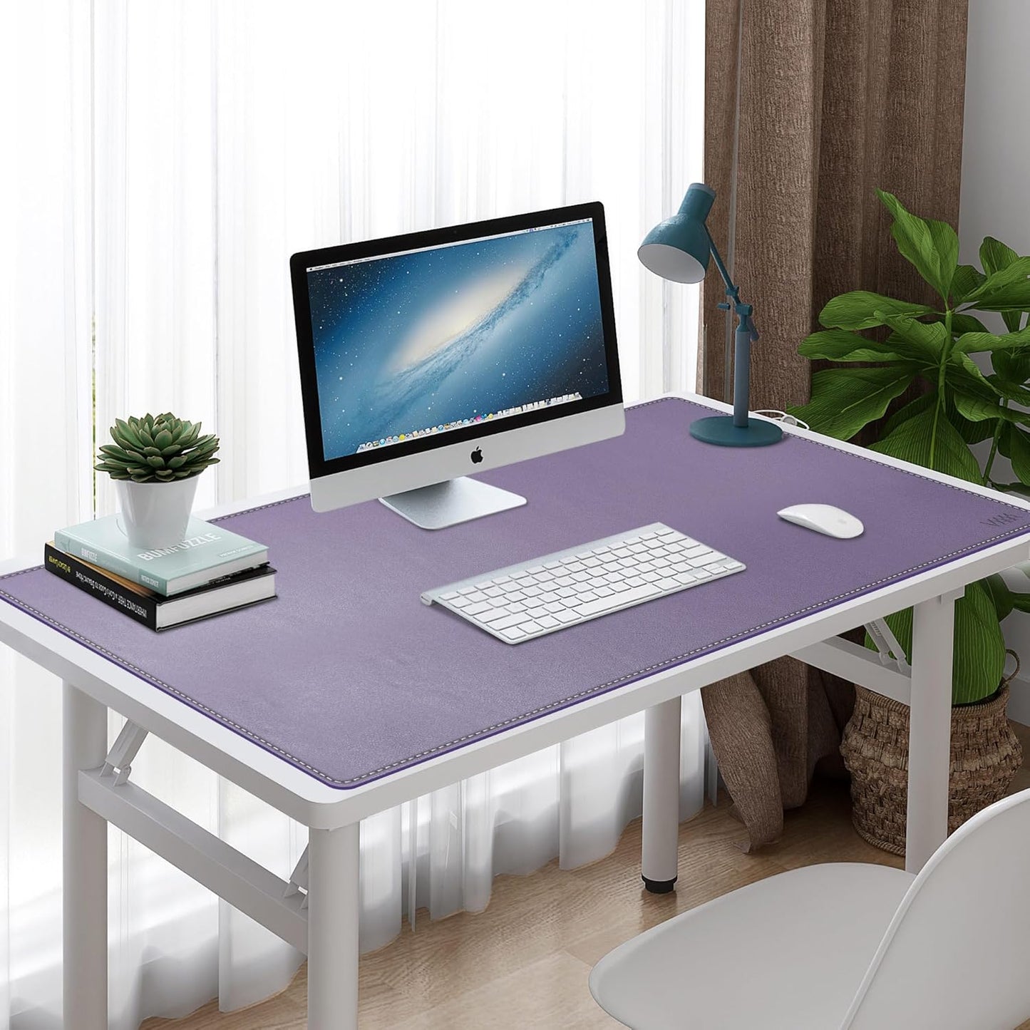 Vyaaa PU Leather & Cork Desk Mat, 39.4"x15.7" Dual Sided Computer Desk mat, Waterproof Large Mouse Pad, Non-Slip Office Desk pad, Office Desk Protector for Work/Gaming/Home (Black)