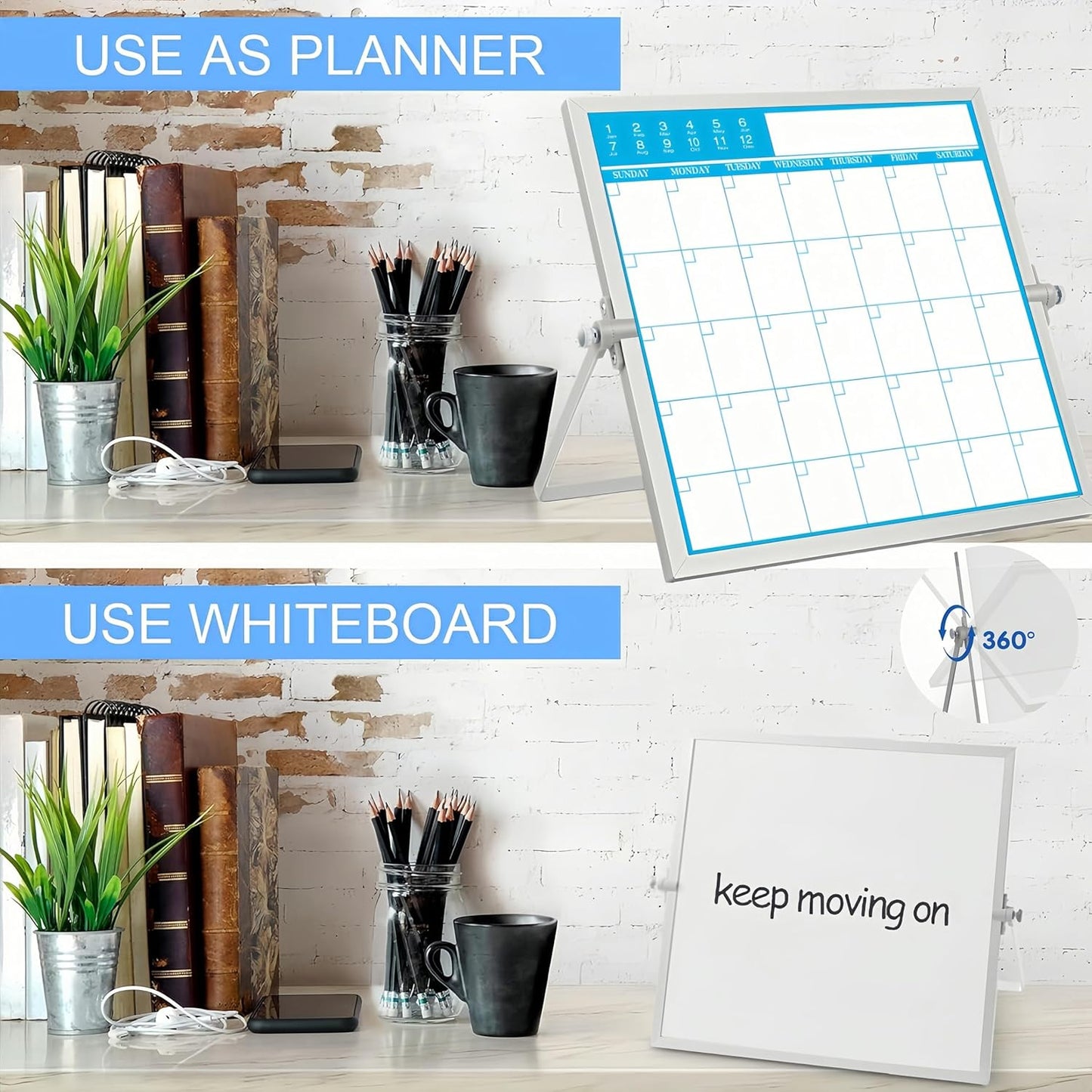 Magnetic Calendar Whiteboard - 10x10 Inch Compact Monthly Dry Erase Schedule for Office Home School, Small Spaces, Portable&Reusable Design for Desks