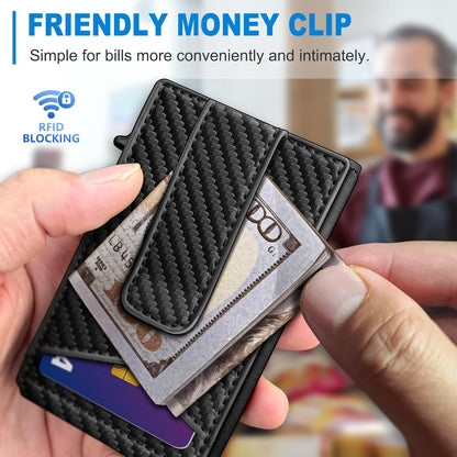 miyozi Airtag Wallet for Men Money Clip 9-Card Pop-Up Credit Card Holder with ID Window RFID Blocking Metal Case Magnetic Closure Front Pocket Wallet Gift Box | with Money Clip