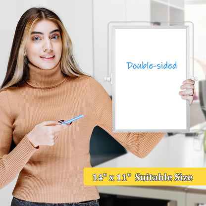 Dry Erase Magnetic White Board, 16" x 12" Double-Sided Desktop Whiteboard with Stand, Portable Small Whiteboard Set for Drawing, Office, Home