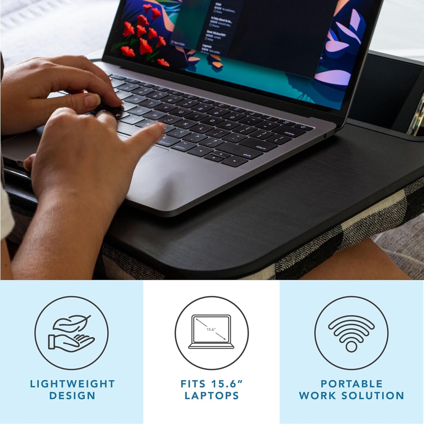 LAPGEAR Designer Lap Desk with Phone Holder and Device Ledge - Arrow Stripes - Fits up to 15.6 Inch Laptops - Style No. 45411