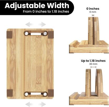 Kothar Premium Wood Vertical Laptop Stand - Adjustable Single Slot Bamboo Holder for MacBook, Dell, HP, and More | Space-Saving Desktop Organizer | Eco-Friendly, Sleek & Durable Design