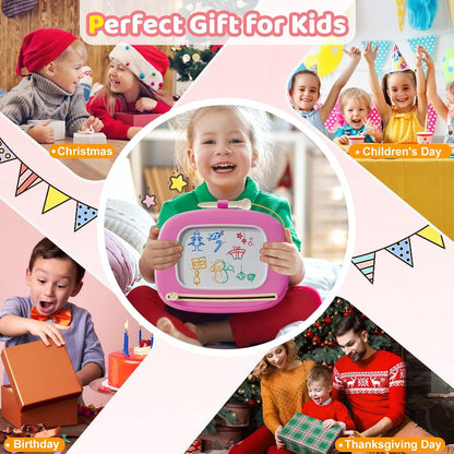 Kikidex Magnetic Drawing Board, Toddler Girl Toys for 1-3 Year Old, Doodle Board Pad Learning and Educational Toys for 1 2 3 Year Old Baby Kids Birthday Gift (Soft Pink)
