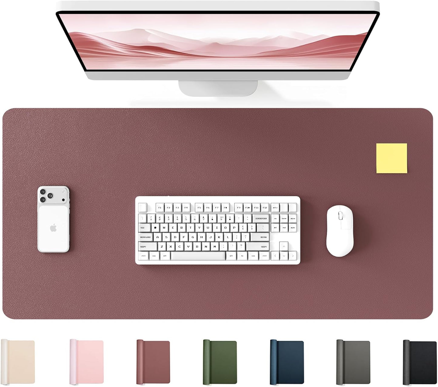 YSAGi 35.4" x 17" Large PU Leather Desk Mat for Keyboard and Mouse - Waterproof Non-Slip Desk Pad Protector for Office, Home, Writing Desk, Black
