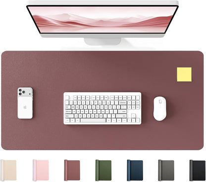 YSAGi 35.4" x 17" Large PU Leather Desk Mat for Keyboard and Mouse - Waterproof Non-Slip Desk Pad Protector for Office, Home, Writing Desk, Black
