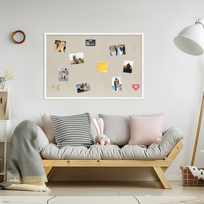 DAHAPYBOO Cork Board with Linen White,Bulletin Board 17"x12" Hanging Corkboards for Office Home School Message Board or Vision Board Decoration.