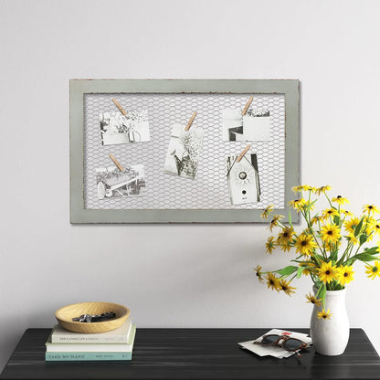 SOFE Farmhouse Memo Board Chicken Wire Frame, Black Large Bulletin Boards for Walls, Hanging Photo Display Board or Jewelry Organizer Wall Grid Panels, Decorative Vision Board for Desktop Office