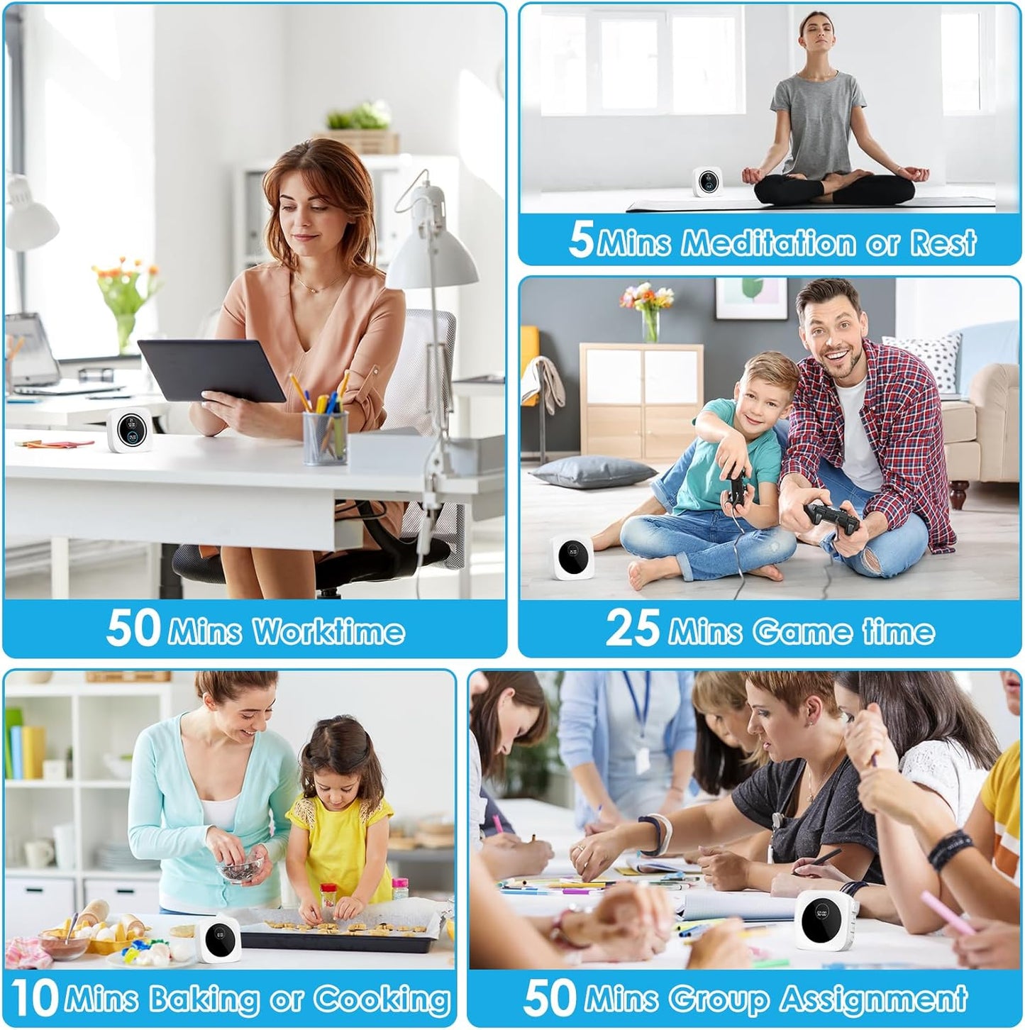 HAUKINIX 99-Minute Visual Timer with Pomodoro Timer Productivity Focus Timer Countdown Stopwatch Desk ADHD for Study, Work, Student, Procrastination, Loud Alarm/Mute/Vibration, 2 Brightness Levels