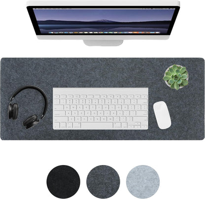Felt Desk Mat,Large Mouse Pad Desk Mat for Office & Home,Non-Slip Desk Blotter,Felt Desktop Mat for Laptop,Computer,Writing 27.6"x13.8" Dark Gray