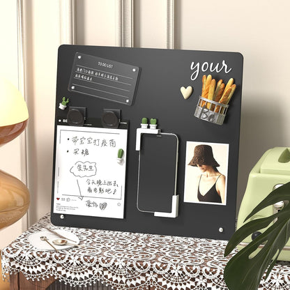 FANXIYQ Black Magnetic Board for Desk, Metal Magnet Display Board for Magnets & Souvenirs, Travel Magnet Board & RV Sticker Board, Magnetic Memo Board with Removable Foot Pads